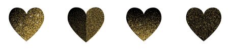 Gold heart glittering. Set of golden icon silhouette. Vector illustration for Valentine's Day and wedding with heartのイラスト素材