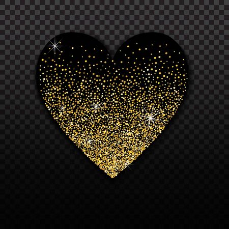 Gold heart glittering. Golden icon silhouette. Vector illustration for Valentine's Day and wedding with heartのイラスト素材