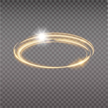 Bright halo. Abstract glowing circles. Light optical effect halo on transparent background. Vector illustrationのイラスト素材