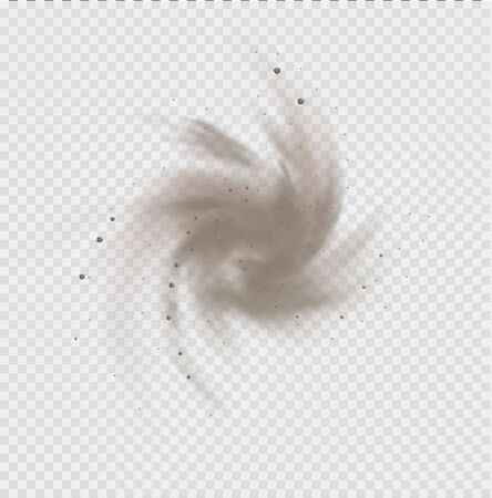 Dust cloud, sand storm, powder spray on transparent background. Desert wind with cloud of dust and sand. Realistic vector illustration.のイラスト素材