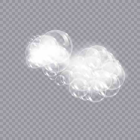 Bath foam soap with bubbles isolated vector illustration on transparent background. Shampoo and soap foam lather vector illustration.のイラスト素材