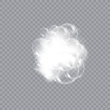 Bath foam soap with bubbles isolated vector illustration on transparent background. Shampoo and soap foam lather vector illustrationのイラスト素材