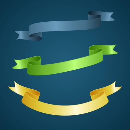 Colorful ribbon for title, design of promotional products, use to highlight title or promotional information. Banner, ribbon for web or print, vector illustration.のイラスト素材