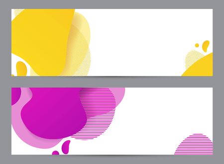 Amoeba funky design. Dynamic style banner set with amoeba funky gradient elements. Creative for poster, web, landing, page, cover, ad, greeting, card, social media, promotion.のイラスト素材