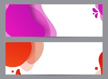 Amoeba funky design. Dynamic style banner set with amoeba funky gradient elements. Creative for poster, web, landing, page, cover, ad, greeting, card, social media, promotion.のイラスト素材