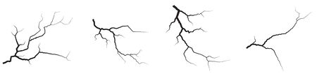 Ground cracks set. Earthquake and ground cracks, hole effect, craquelure and damaged wall texture....