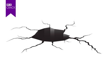 Ground cracks. Earthquake and ground cracks, hole effect, craquelure and damaged wall texture. Vector illustrations can be used for topics earthquake, crash, destructionのイラスト素材