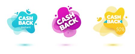 Amoeba liquid design. Cash back badge. Dynamical colored forms of amoeba.のイラスト素材