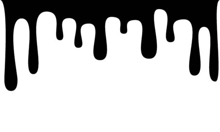 Black melt drips or liquid sauce drops. Black liquid or melted chocolate drips, current paintのイラスト素材