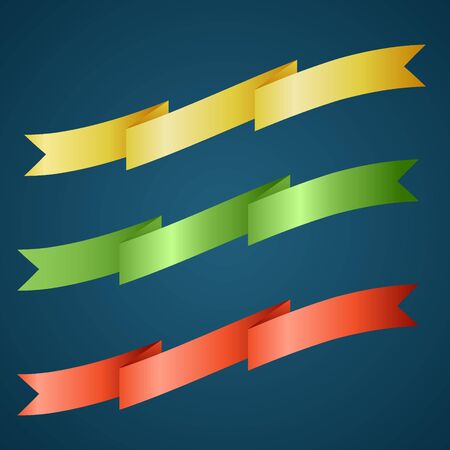 Colorful ribbon for title, design of promotional products, use to highlight title or promotional information. Banner, ribbon for web or print, vector illustration.のイラスト素材