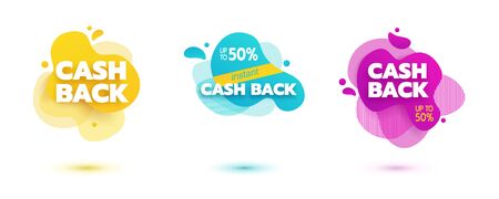 Amoeba liquid design. Cash back badge. Dynamical colored forms of amoeba.のイラスト素材