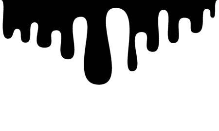 Black melt drips or liquid sauce drops. Black liquid or melted chocolate drips, current paint.のイラスト素材