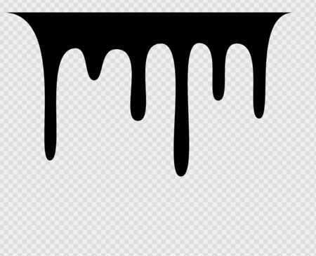 Black melt drips or liquid sauce drops. Black liquid or melted chocolate drips, current paint.のイラスト素材
