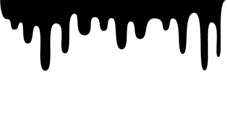 Black melt drips or liquid sauce drops. Black liquid or melted chocolate drips, current paintのイラスト素材