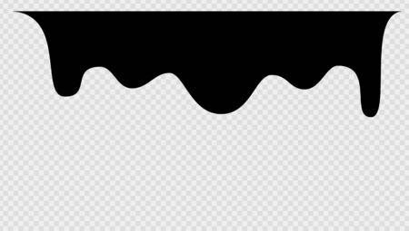 Black melt drips or liquid sauce drops. Black liquid or melted chocolate drips, current paint.のイラスト素材