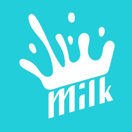 Milk circle badge and dairy labels with splashes and bolts. Milk badge with drop and splash for labels of packageのイラスト素材