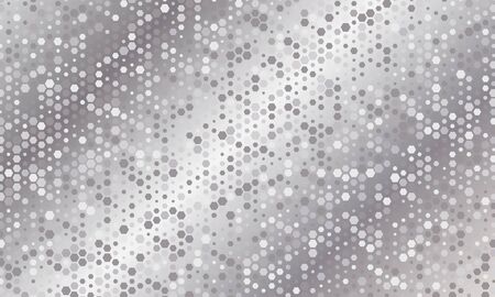 Mirror silver honeycomb tiles. Abstract mosaic geometry pattern. Hexagon minimal mirror background of honeycomb for modern cover, ad baner, web. Vector silver mosaic background.のイラスト素材