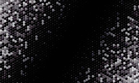 Mirror silver honeycomb tiles. Abstract mosaic geometry pattern. Hexagon minimal mirror background...
