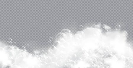 Bath foam soap with bubbles isolated vector illustration on transparent background. Shampoo and soap foam lather vector illustration.のイラスト素材