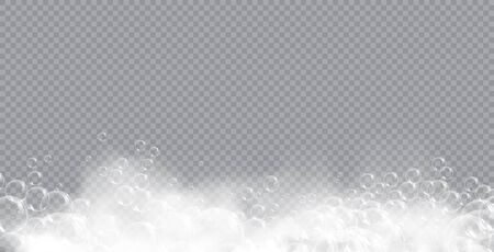 Bath foam soap with bubbles isolated vector illustration on transparent background. Shampoo and soap foam lather vector illustrationのイラスト素材