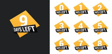 Number days left countdown. Days to go for promotion, sale, landing page, template, ui, web, mobile app, poster, banner, flyer. Vector set number countdown 0 to 9.のイラスト素材