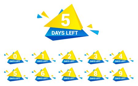Number days left countdown. Days to go for promotion, sale, landing page, template, ui, web, mobile app, poster, banner, flyer. Vector set number countdown 0 to 9.のイラスト素材