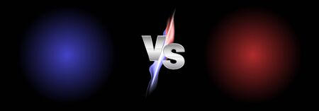Versus fire battle. MMA concept - fight night, MMA, boxing, wrestling, Thai boxing. VS of metal letters with light fire and glow. Versus battle vectorのイラスト素材