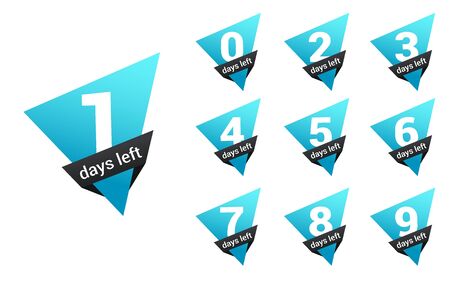 Number days left countdown. Days to go for promotion, sale, landing page, template, ui, web, mobile app, poster, banner, flyer. Vector set number countdown 0 to 9.のイラスト素材