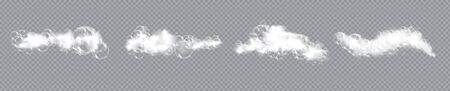 Bath foam soap with bubbles isolated vector illustration on transparent background. Set of shampoo and soap foam lather vector illustration.のイラスト素材
