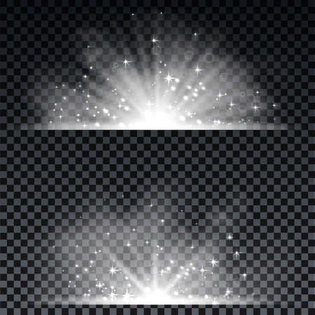 Snow powder. White explosion of snow and light, design elements for christmas, new year holidays on dark background. White explosion and powder. Vector illustration of burst.のイラスト素材