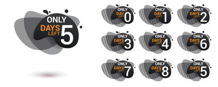 Number days left countdown. Amoeba liquid design label of Days to go for promotion, sale, landing page, template, ui, web, mobile app, poster, banner, flyer. Vector set number countdown 0 to 9のイラスト素材