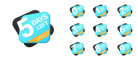 Number days left countdown. Days to go for promotion, sale, landing page, template, ui, web, mobile app, poster, banner, flyer. Vector set number countdown 0 to 9.のイラスト素材