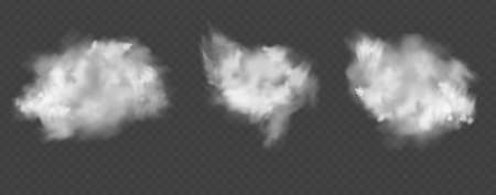 Realistic transparent cloud. Texture of clouds for template decoration, web and print, realistic texture for storm and sky. Vector Illustrations.のイラスト素材