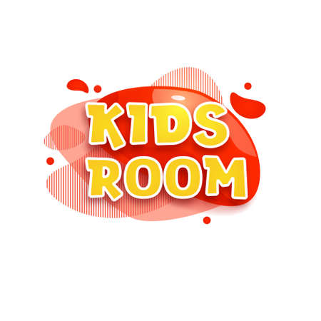 Kids zone vector cartoon banner. Colorful letters for childrens playroom decoration. Sign for childrens game room. Kids zone and party room game education fun area design. Vector illustration.のイラスト素材
