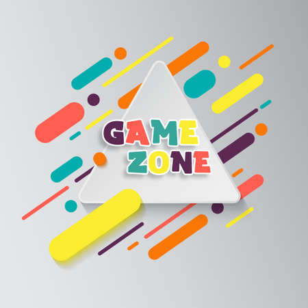 Kids zone entertainment banner. Colorful letters for childrens playroom decoration. Sign for childrens game room. Kids zone and party room area design.のイラスト素材