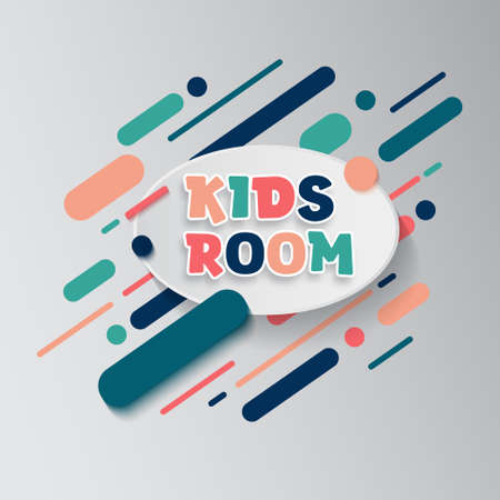 Kids zone entertainment banner. Colorful letters for childrens playroom decoration. Sign for childrens game room. Kids zone and party room area design.のイラスト素材