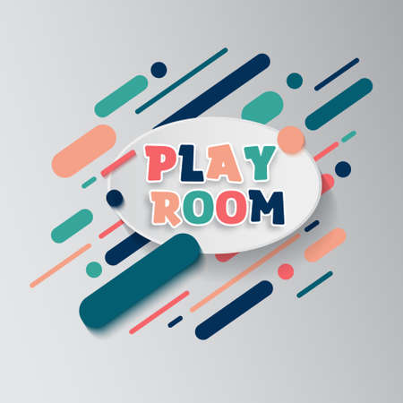 Kids zone entertainment banner. Colorful letters for childrens playroom decoration. Sign for childrens game room. Kids zone and party room area design.のイラスト素材
