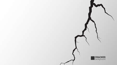 Ground cracks. Earthquake and ground cracks, hole effect, craquelure and damaged wall texture. Vector concept background can be used for topics earthquake, crash, destruction.のイラスト素材