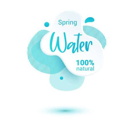Mineral water tag. Blue label and stikers emblem with drops of water for web and print tagのイラスト素材