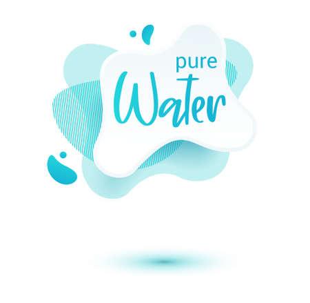 Mineral water tag. Blue label and stikers emblem with drops of water for web and print tagのイラスト素材