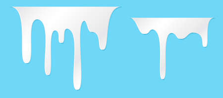 White melt drips or liquid sauce and milk drops. White liquid or melted chocolate drips, milk current paint.のイラスト素材