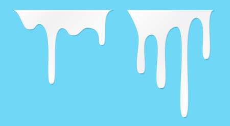 White melt drips or liquid sauce and milk drops. White liquid or melted chocolate drips, milk current paintのイラスト素材