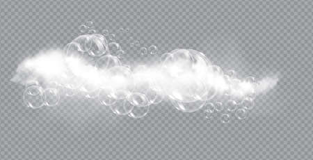 Bath foam soap with bubbles isolated vector illustration on transparent background. Shampoo and soap foam lather vector illustrationのイラスト素材