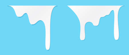 White melt drips or liquid sauce and milk drops. White liquid or melted chocolate drips, milk current paintのイラスト素材