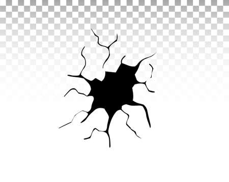 Ground cracks. Earthquake and ground cracks, hole effect, craquelure and damaged wall texture. Vector illustrations for earthquake, crash, destruction.のイラスト素材