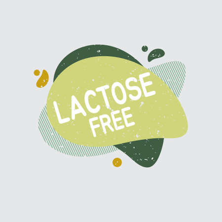 Lactose free icon. Food badge contains no lactose label for healthy dairy food product package. Vector signs for packaging design, cafe, restaurant badges, tags.のイラスト素材