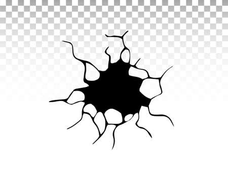 Ground cracks. Earthquake and ground cracks, hole effect, craquelure and damaged wall texture. Vector illustrations for earthquake, crash, destruction.のイラスト素材