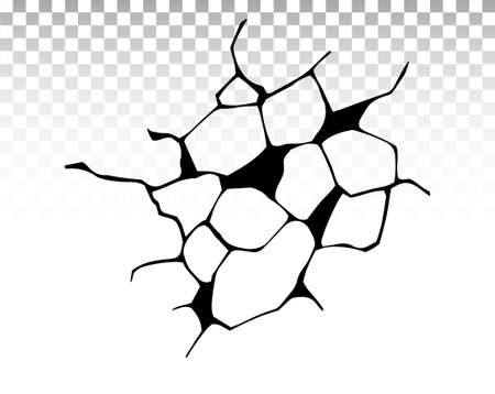 Ground cracks. Earthquake and ground cracks, hole effect, craquelure and damaged wall texture. Vector illustrations for earthquake, crash, destruction.のイラスト素材