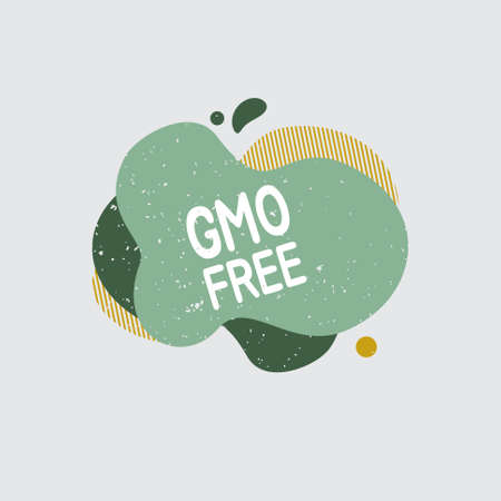 Gmo free icon. Food badge contains no gmo label for healthy food product package. Vector signs for packaging design, cafe, restaurant badges, tags.のイラスト素材