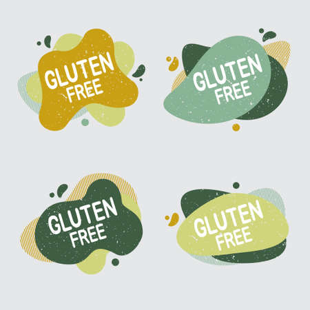 Gluten free icon set. Food badge contains no gluten label for healthy food product package. Vector signs for packaging design, cafe, restaurant badges, tagsのイラスト素材